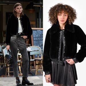 Sandro Fauny Faux Leather Jacket Black
